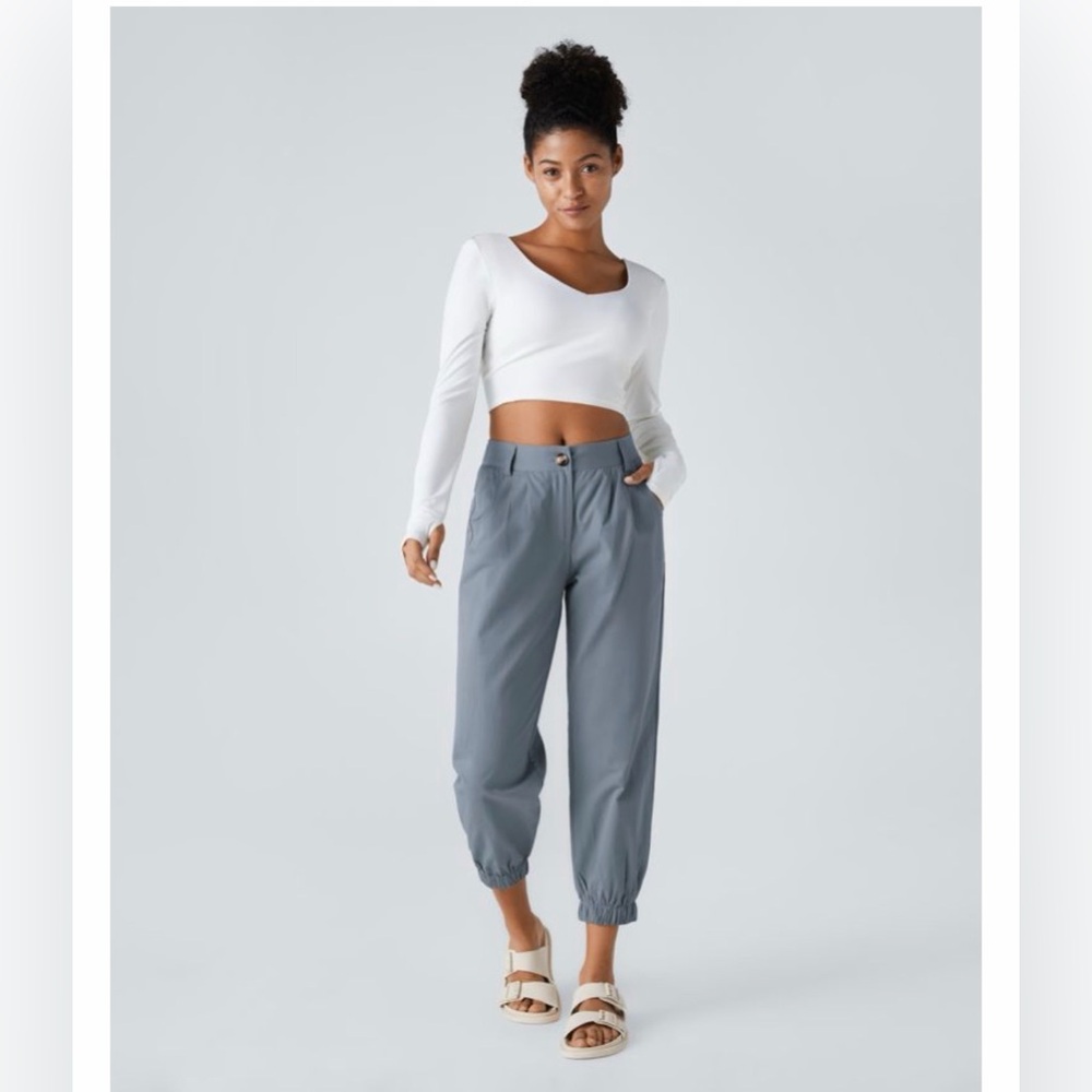 Mid rise casual cotton joggers with pockets